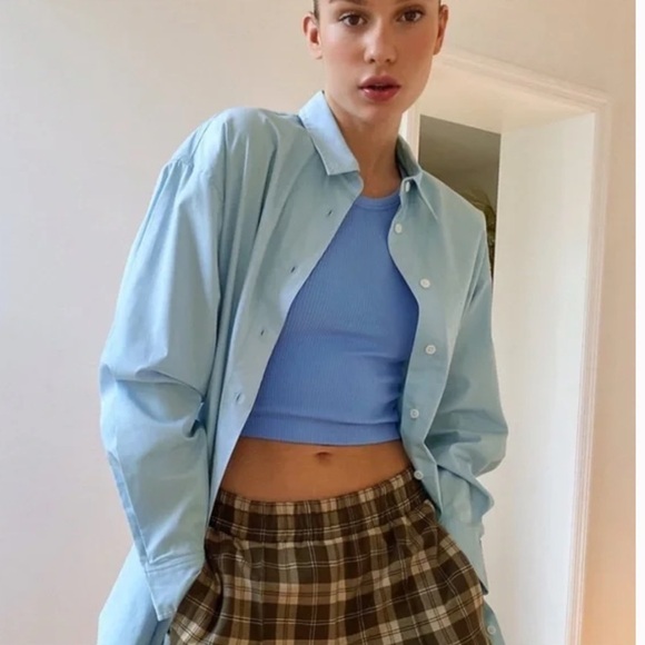 Aritzia Tops - Aritzia Sunday Best Oversized Button Down Shirt Light Blue Small